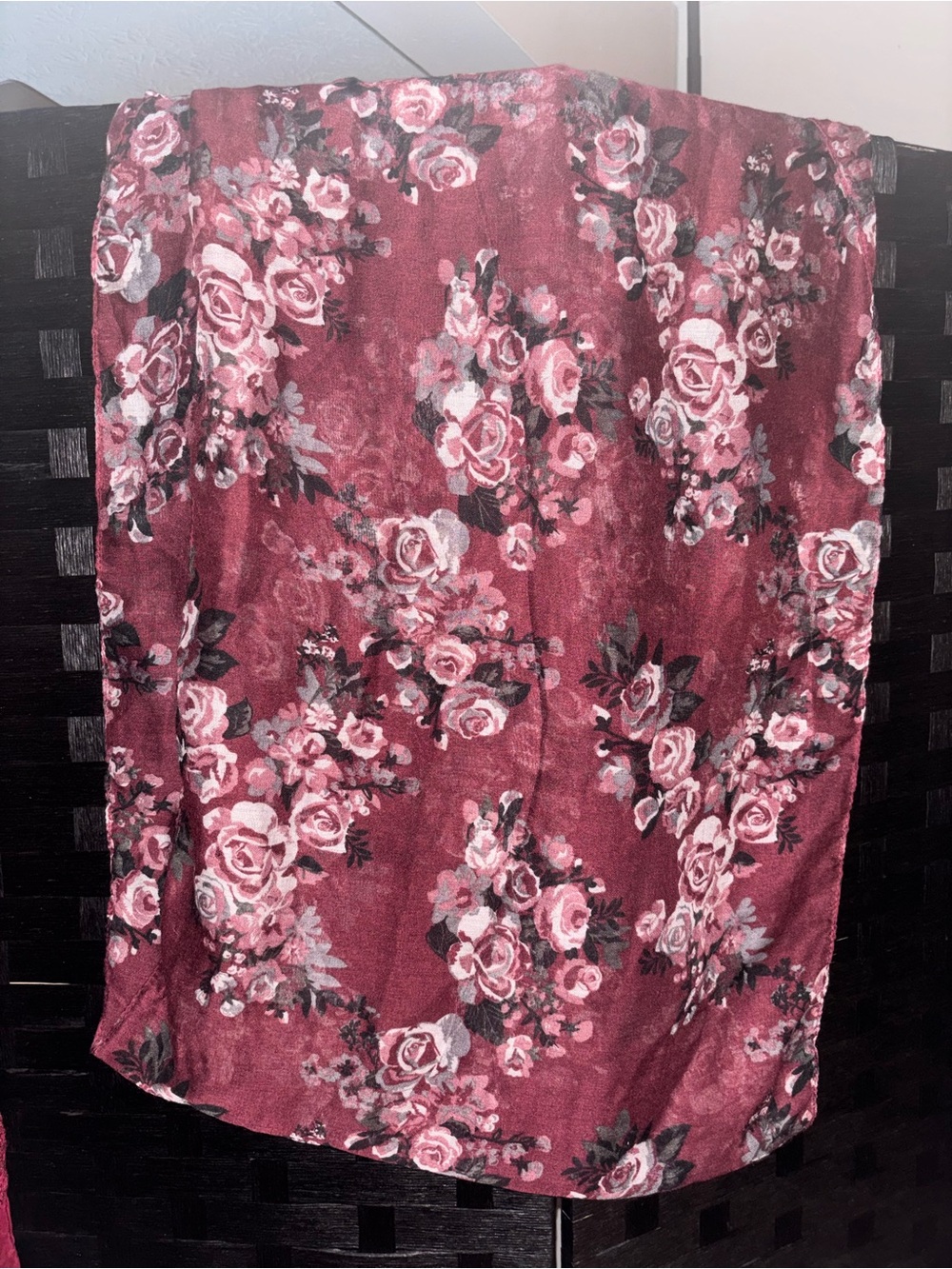 Floral Infinity Scarf in Burgundy Rose